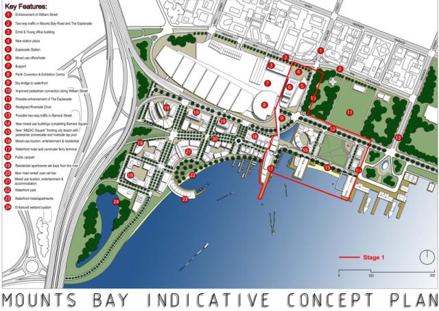 Alternative plan for the Perth Foreshore saves space