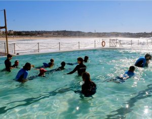 Swimming lessons in the Bondi Iceberges pool, Sydney, NSW